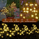 Luzes solares de jardim multicoloridas à prova d'água para áreas externas em forma de flor de cerejeira