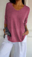 Blusa de malha com decote em V