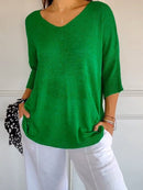 Blusa de malha com decote em V