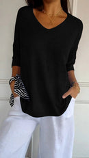 Blusa de malha com decote em V