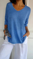 Blusa de malha com decote em V