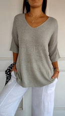 Blusa de malha com decote em V